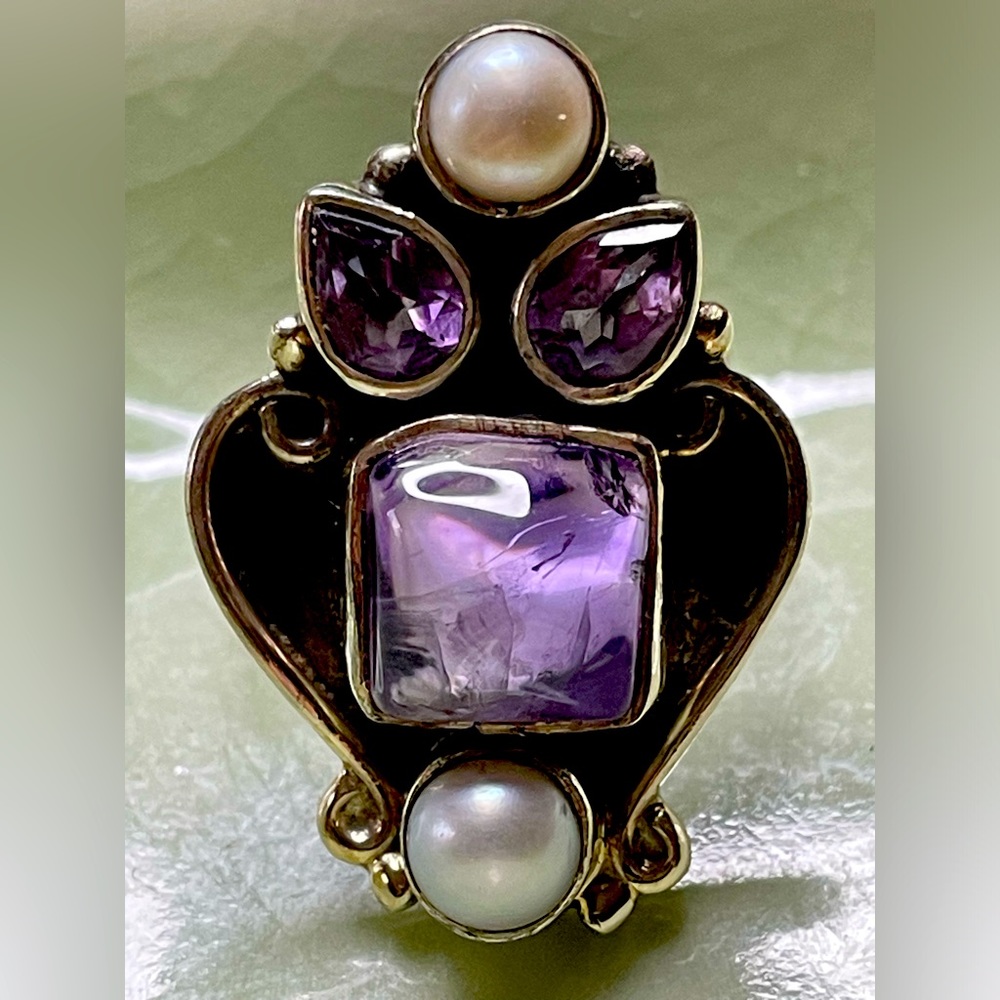Sterling Silver with Amethysts and Freshwater Pearls